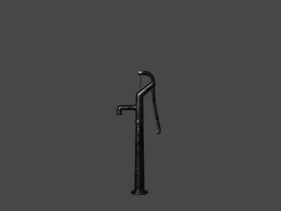 Game ready low poly tall water hand pump Low-poly 3D model