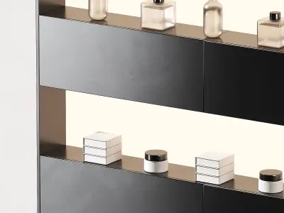 Display rack Built-in niche shelves with continuous lighting 3D model