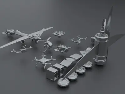KITbash drones 3D model