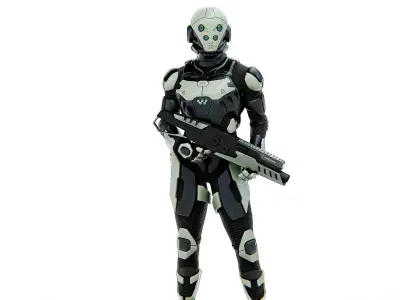 MECHA SOLDIER-A  Rigged for Unreal Engine - Unity - MIXAMO 3D model