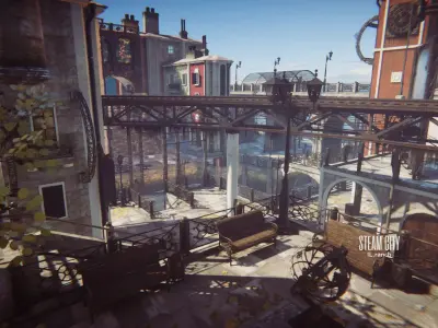 steampunk - Steam City Low-poly 3D model