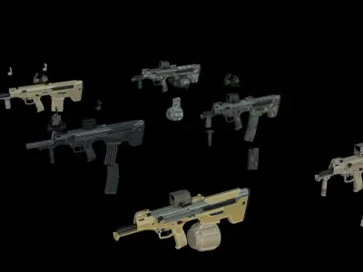 Modular Bullpup Rifle-Carbine Variant Low-poly 3D model