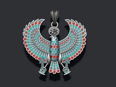 Egyptian Horus Falcon God enamel pendant 3D print model