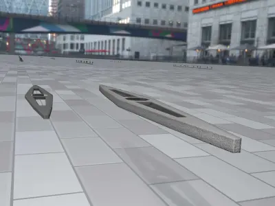 Concrete Power Pole Cross Connection 6 - Object 117 Low-poly 3D model