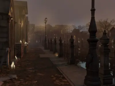 Gothic town Cemetery pack 3D model