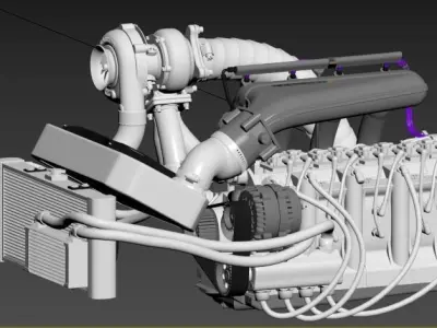 rotary 4 rotor engine 3D model