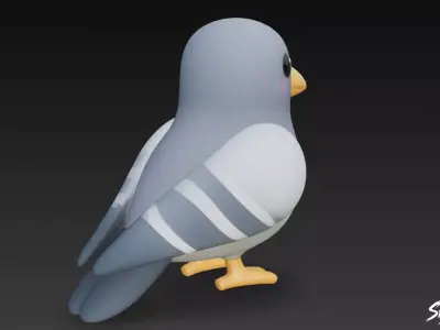 Cartoon Plush Pigeon Low-poly 3D model