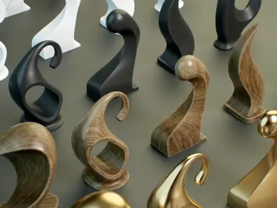 Abstract Statues PBR Low-poly 3D model