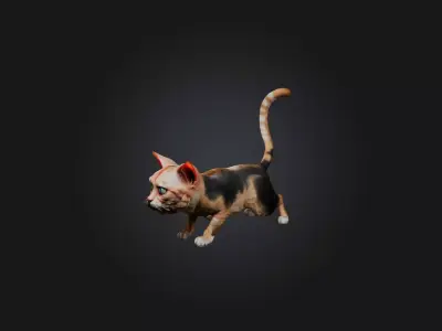 Realistic Hurt Cat Model Low-poly 3D model