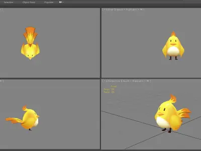 Cartoon little yellow bird Low-poly 3D model