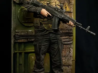 Modern soldier with Ak47 3D print model