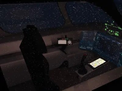 LowPoly Sci-fi spacecraft cockpit interior Low-poly 3D model