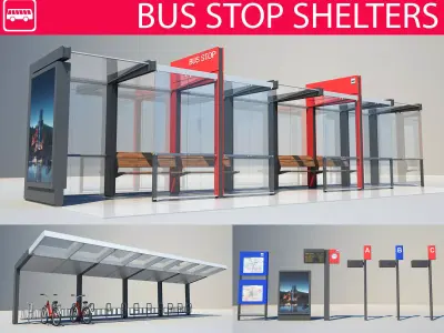 Bus Stop Shelters 3D model