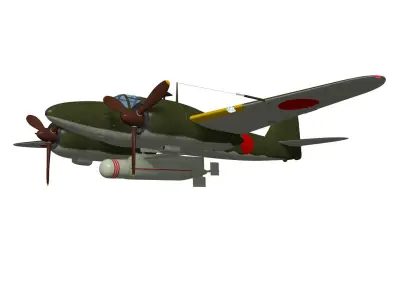 Kawasaki Ki102 otsu and Type I 1 otsu wireless guided missile  3D model