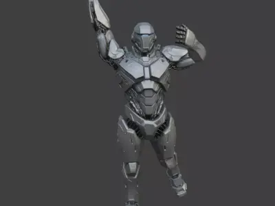Futuristic Robotic Soldier Rigging 3D Model 3D model