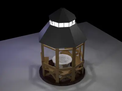 Low-Poly Outdoor BBQ Gazebo Low-poly 3D model