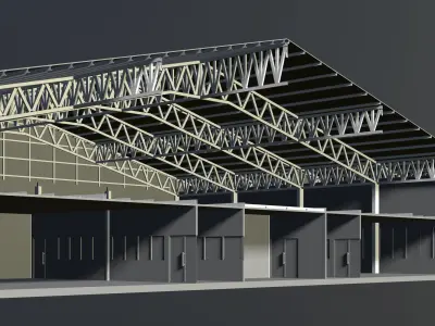 Warehouse in section cut 3D model