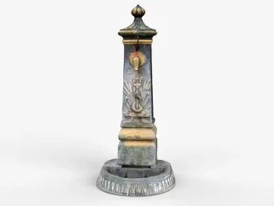 3D scan of Old Outdoor Cast Iron Hand Water Pump column Low-poly 3D model