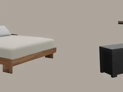Walnut Furniture Room Set 3D model