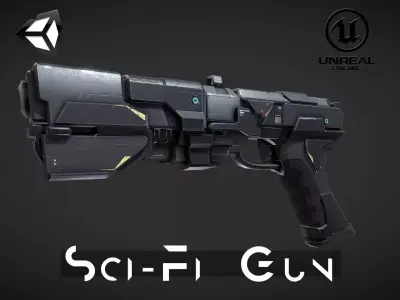 Sci-Fi Gun Game Ready Low-poly 3D model