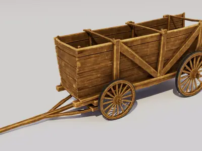 Cartoon Wagon Low-poly 3D model purchase