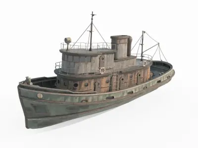 Old sea vessels fishing boats oil tankers 3D model