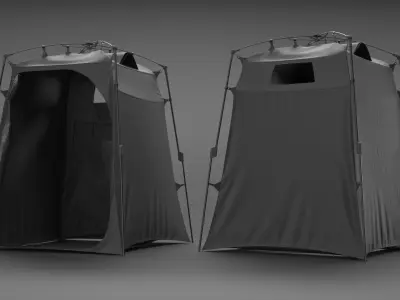Camp Utility Tent For Changing And Shower Black 3D model