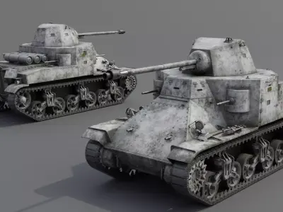 M2E2 Flamethrower Medium Tank Low-poly 3D model