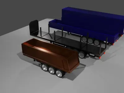 A set of trailers for trucks Low-poly 3D model