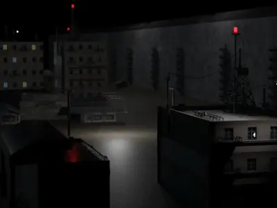 Helicopter Skyscraper Western City Low-poly 3D model