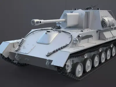 SU-76M High-Poly wwii armoured car 3D model