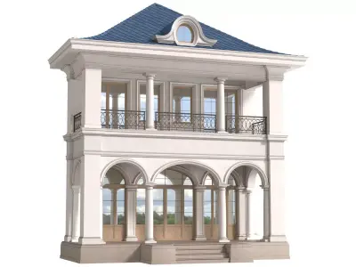 Facade of a private house Arched Entrance  Classic Porch Main 3D model