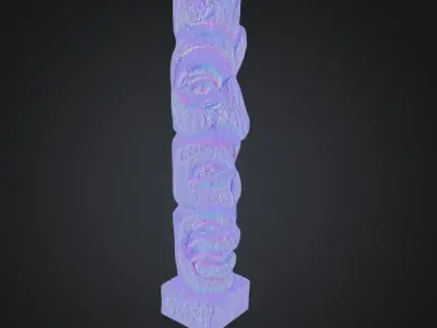 Photorealistic Totem Pole - Low-poly 3D Model Low-poly 3D model