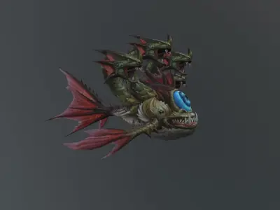 Monster Fish Dragon Low-poly 3D model