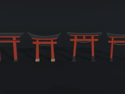 Cartoon Torii Gate Polygonal Style Low-poly 3D model