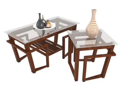 Table-02 two coffee tables with glass tops Free 3D model