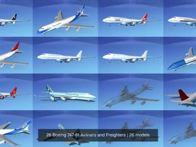 26 Boeing 747-8I Airliners and Freighters 3D Model Collection
