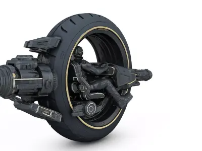 Futuristic Revolver Combat Monocycle High Poly Resolution 3D model