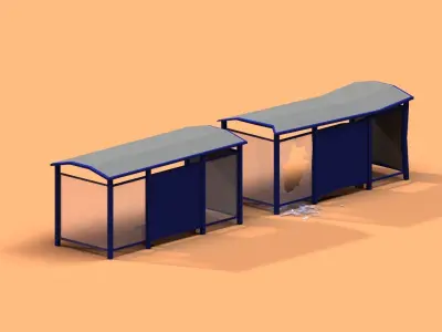 Post Apocalyptic Bus Stop Low-poly 3D model