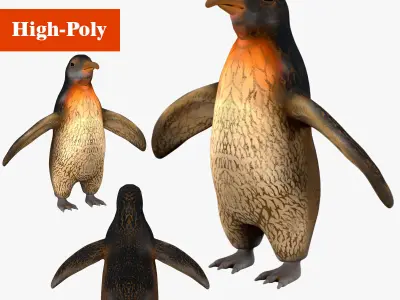 penguin rig  high-poly  textured 3D model