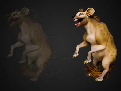 Cartoon-Realistic Spotted Hyena - Rigged for Blender Low-poly 3D model