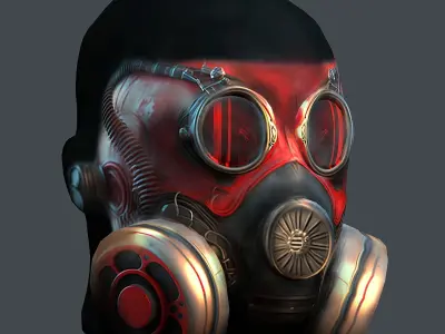 Gas mask helmet 3d model military combat Low-poly 3D model