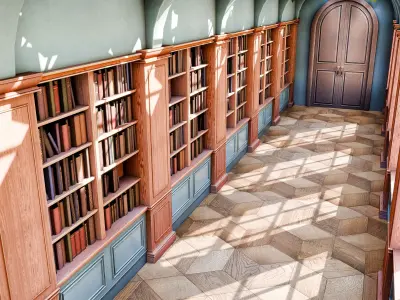 Library Hall Blender Scene Free 3D model