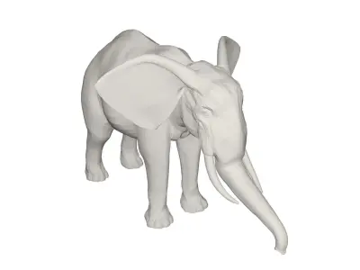 Elephant with long tusks 3D model