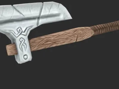 Steel roughly forged axe Low-poly 3D model