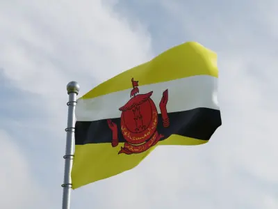 Animated Brunei Flags 3D model