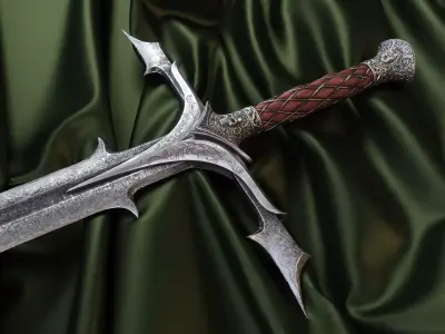 Damascus two-handed sword 3d Model 3D model
