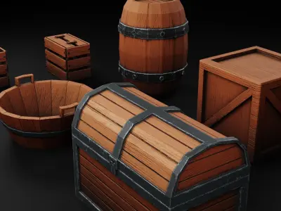 Prop Set 1 Low-Poly Stylized - Container Free low-poly 3D model