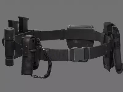 Police Belt Gear Set Low-poly 3D model