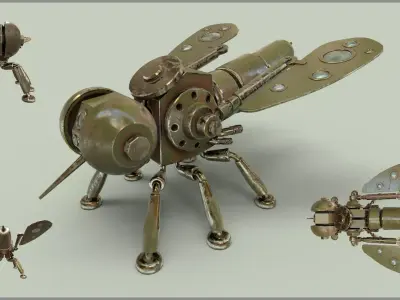 Stylized Robot Mosquito Low-poly 3D model